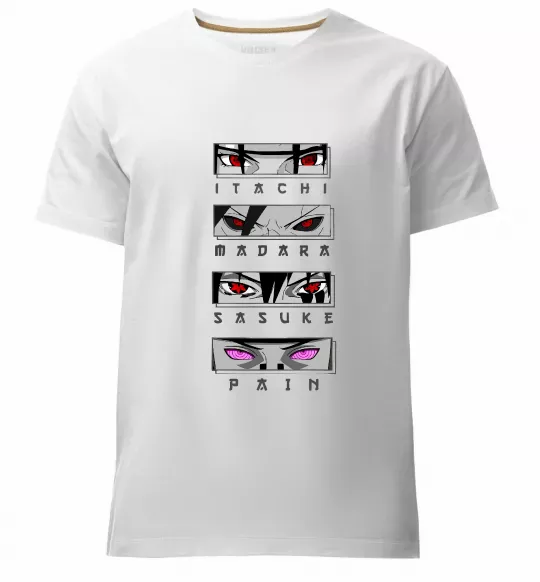 Мужская премиум футболка Itachi Madara Sasuke Pain Белый фото