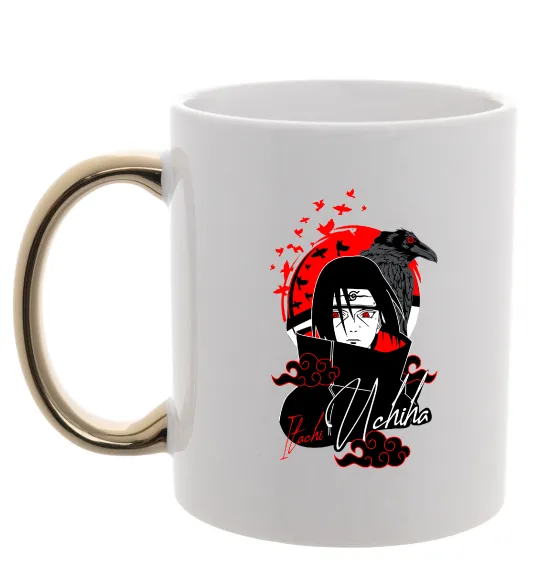 Чашка с цветной ручкой Itachi Crow Золото фото