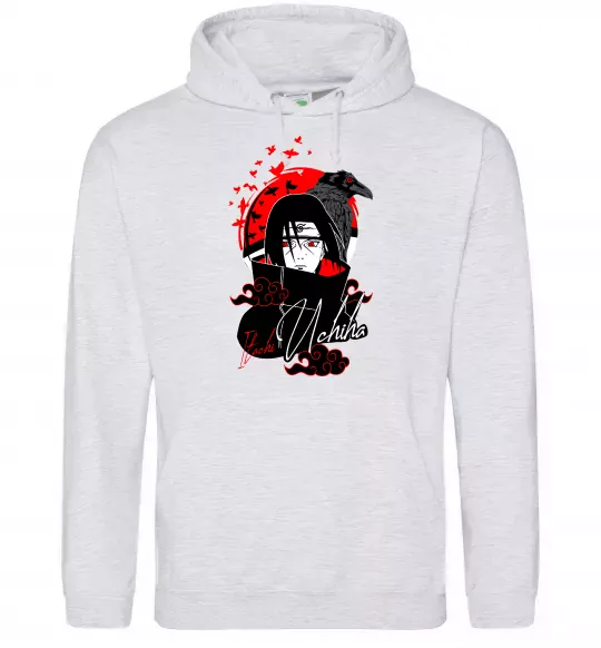 Женская толстовка (худи) Itachi Crow Серый меланж фото