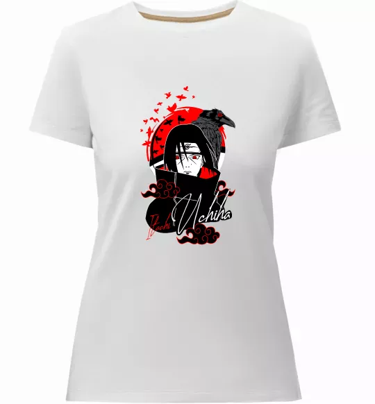 Женская премиум футболка Itachi Crow Белый фото