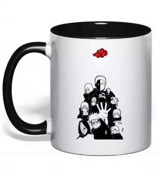 Чашка з кольоровою ручкою Akatsuki Наруто Чорний фото