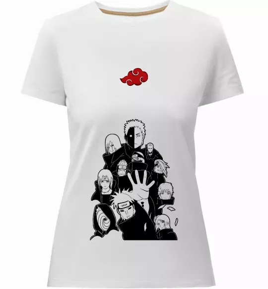 Жіноча преміум футболка Akatsuki Наруто Білий фото