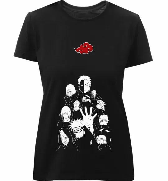Жіноча преміум футболка Akatsuki Наруто Чорний фото