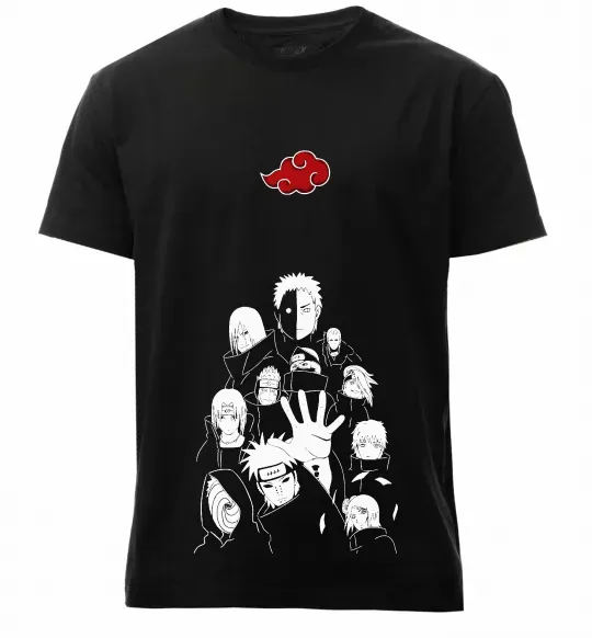 Чоловіча преміум футболка Akatsuki Наруто Чорний фото
