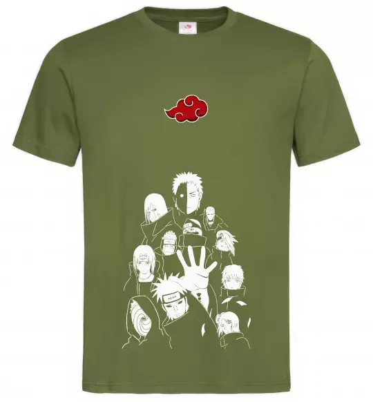 Мужская футболка Akatsuki Наруто Оливковый фото