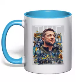 Чашка с цветной ручкой Без світла переживемо, без України - ні Черный фото