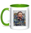 Чашка з кольоровою ручкою Володимир Зеленський Зелений фото