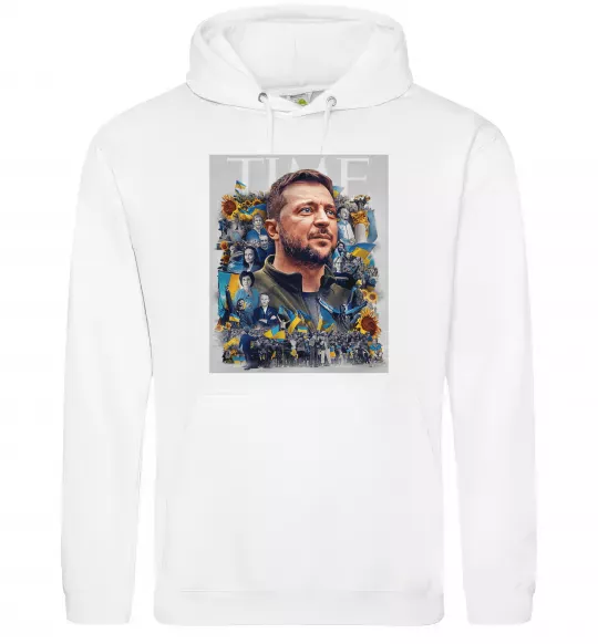 Мужская толстовка (худи) Володимир Зеленський Белый фото