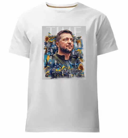 Чоловіча преміум футболка Володимир Зеленський Білий фото