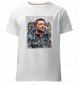 Мужская премиум футболка Воля понад усе Зеленський Белый фото