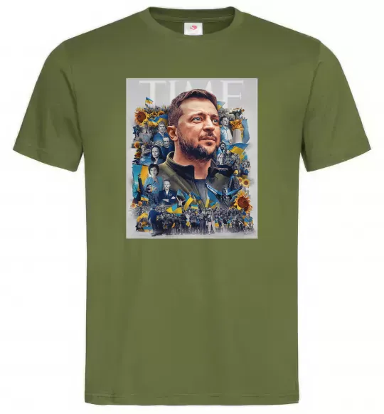 Мужская футболка Володимир Зеленський Оливковый фото