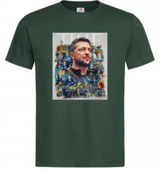 Мужская футболка Володимир Зеленський Темно-зеленый фото
