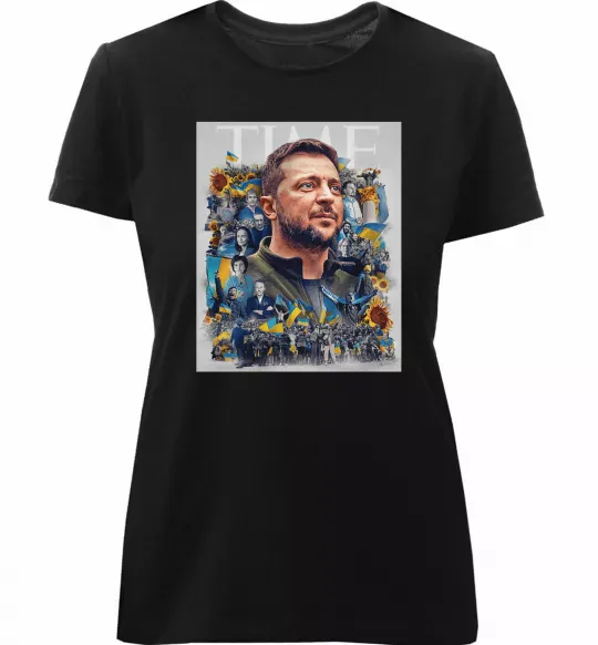 Женская премиум футболка Володимир Зеленський Черный фото