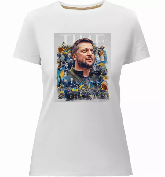 Женская премиум футболка Володимир Зеленський Белый фото