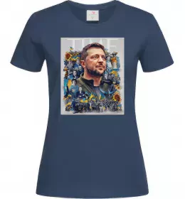 Жіноча футболка Володимир Зеленський Темно-синій фото