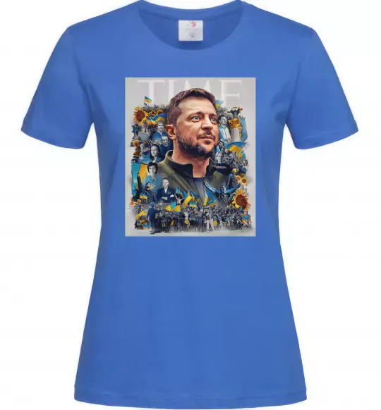 Жіноча футболка Володимир Зеленський Яскраво-синій фото