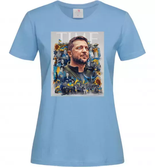 Жіноча футболка Володимир Зеленський Блакитний фото