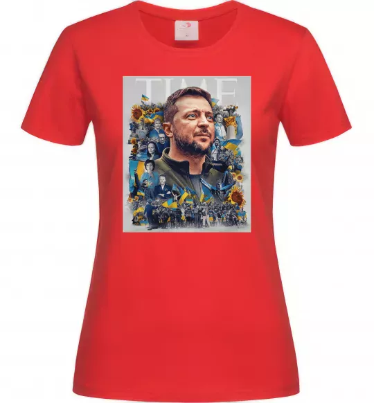Жіноча футболка Володимир Зеленський Червоний фото