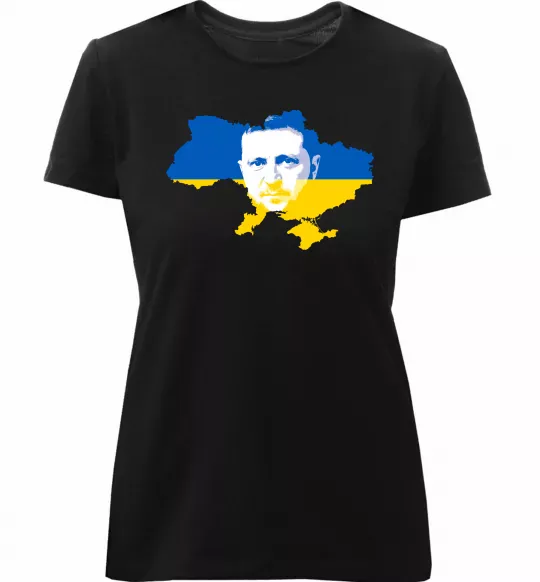 Жіноча преміум футболка Зеленський Володимир Чорний фото