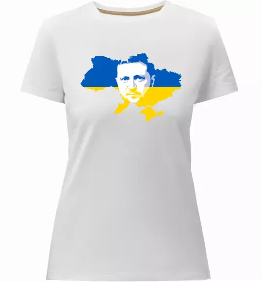Жіноча преміум футболка Зеленський Володимир Білий фото