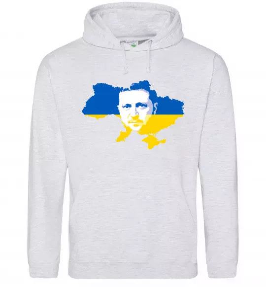 Чоловіча толстовка (худі) Зеленський Володимир Сірий меланж фото