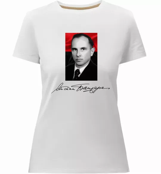 Женская премиум футболка Степан Бандера Белый фото