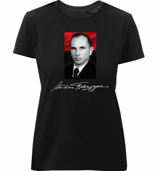 Женская премиум футболка Степан Бандера Черный фото