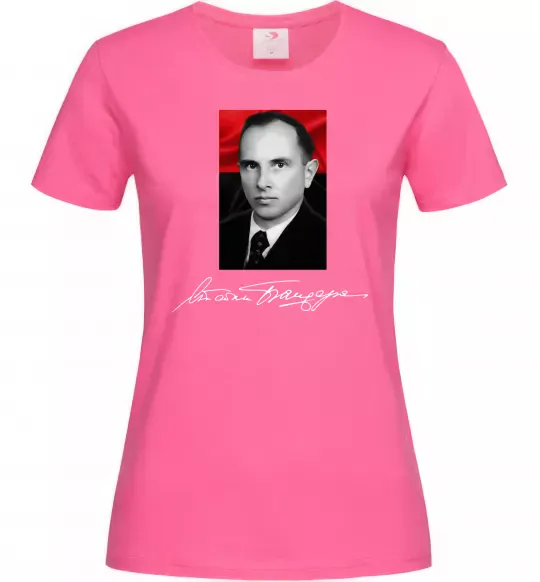 Жіноча футболка Степан Бандера Яскраво-рожевий фото