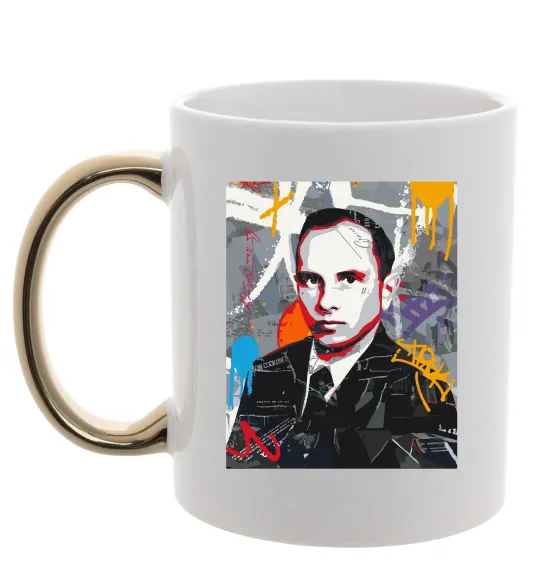 Чашка з кольоровою ручкою Степан Бандера графіті Золото фото