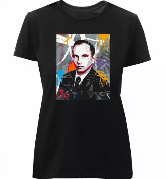 Жіноча преміум футболка Степан Бандера графіті Чорний фото