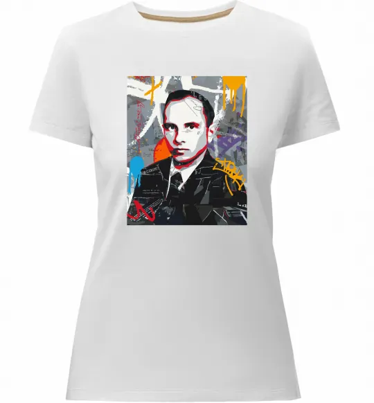 Жіноча преміум футболка Степан Бандера графіті Білий фото