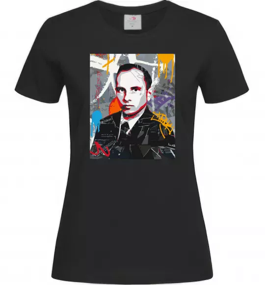 Женская футболка Степан Бандера графіті Черный фото