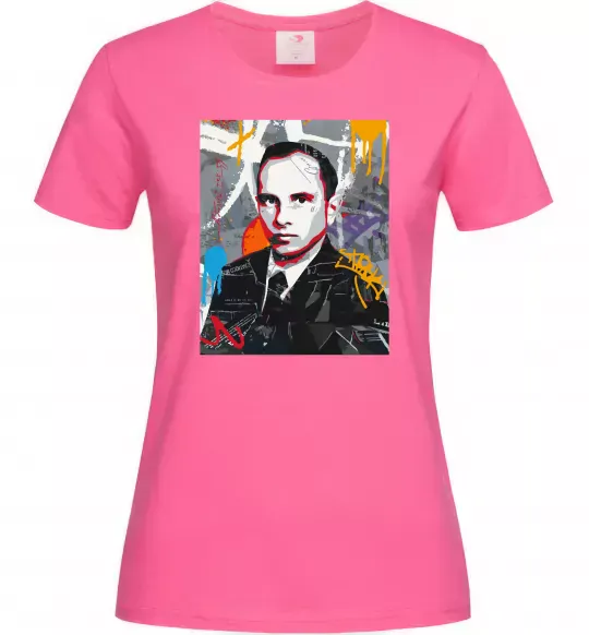 Женская футболка Степан Бандера графіті Ярко-розовый фото
