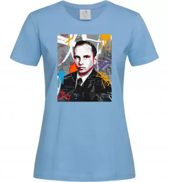 Женская футболка Степан Бандера графіті Голубой фото