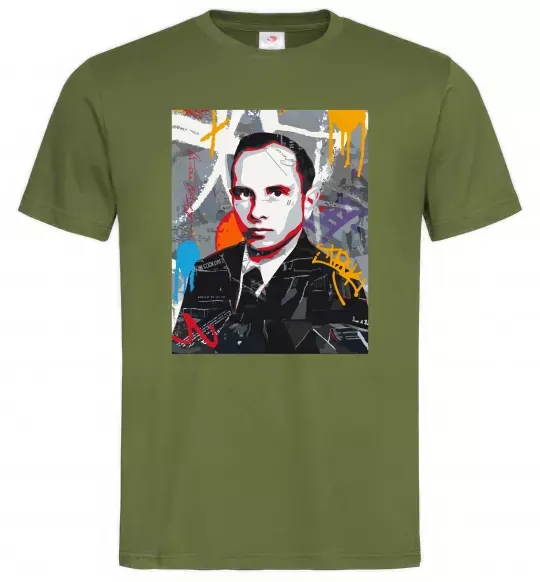 Чоловіча футболка Степан Бандера графіті Оливковий фото