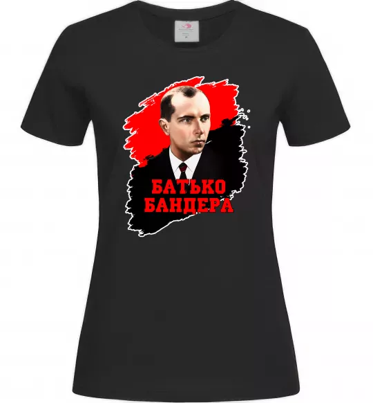 Женская футболка Батько Бандера Черный фото
