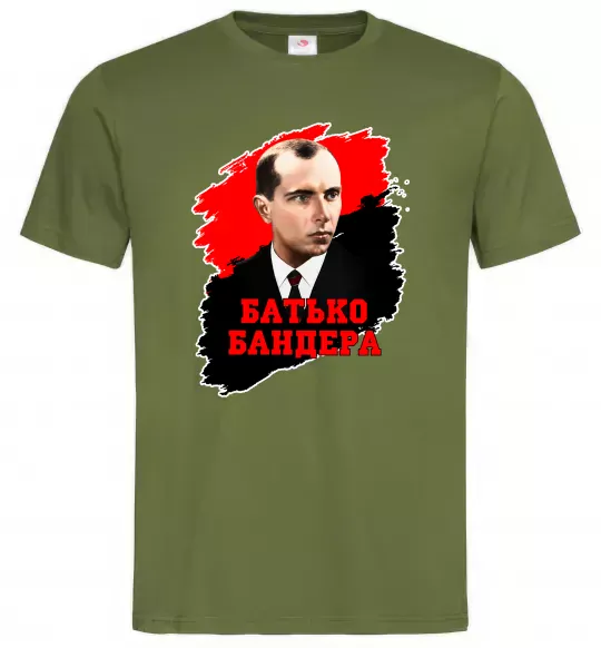 Чоловіча футболка Батько Бандера Оливковий фото