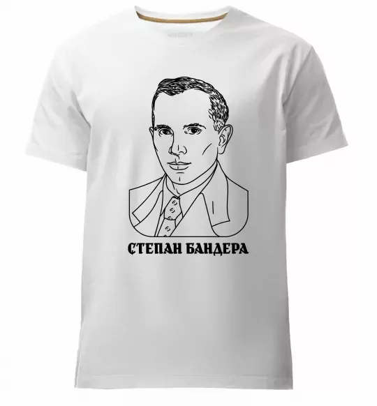 Чоловіча преміум футболка Степан Бандера малюнок Білий фото