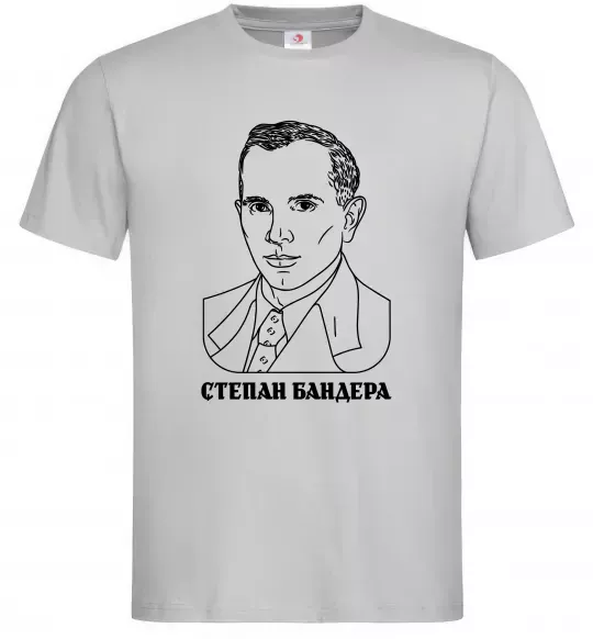 Чоловіча футболка Степан Бандера малюнок Сірий фото