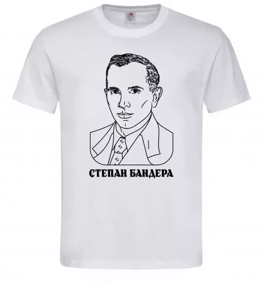 Чоловіча футболка Степан Бандера малюнок Білий фото