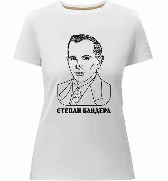 Женская премиум футболка Степан Бандера малюнок Белый фото