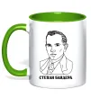 Чашка с цветной ручкой Степан Бандера малюнок Зеленый фото