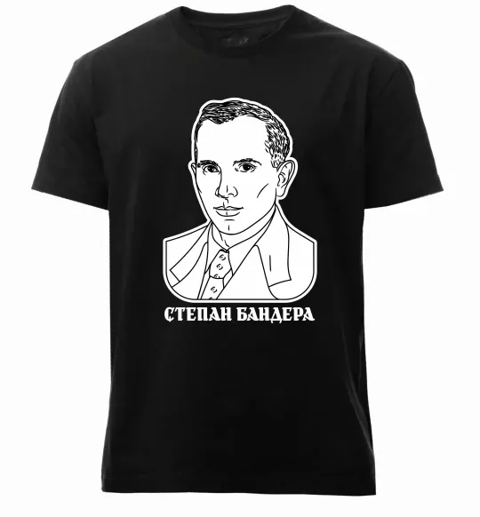 Чоловіча преміум футболка Степан Бандера малюнок Чорний фото