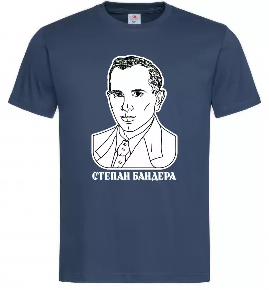Чоловіча футболка Степан Бандера малюнок Темно-синій фото
