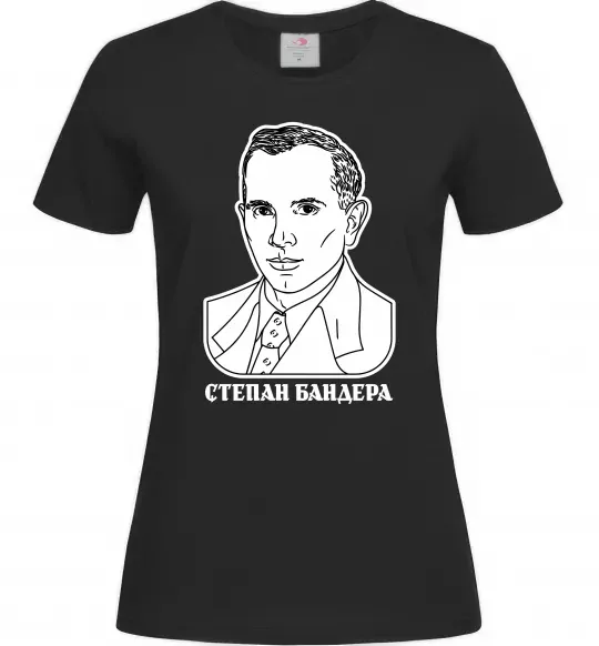 Жіноча футболка Степан Бандера малюнок Чорний фото