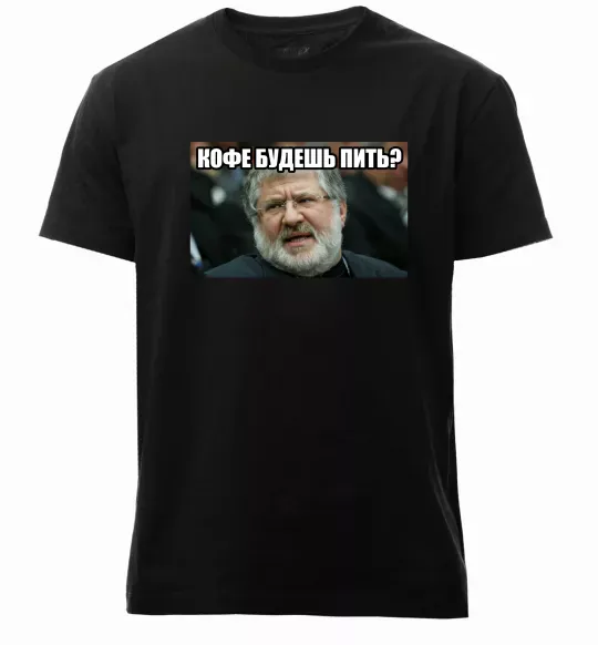Мужская премиум футболка Каву будеш пити? Черный фото