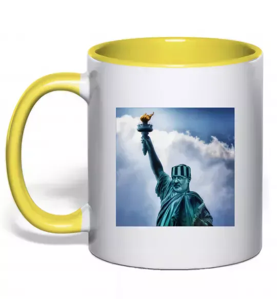 Чашка с цветной ручкой Коломойський статуя Солнечно желтый фото