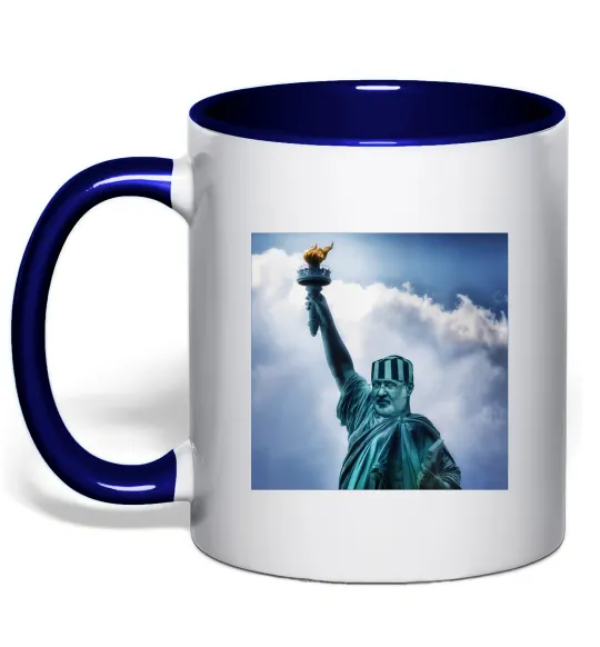 Чашка с цветной ручкой Коломойський статуя Глубокий темно-синий фото