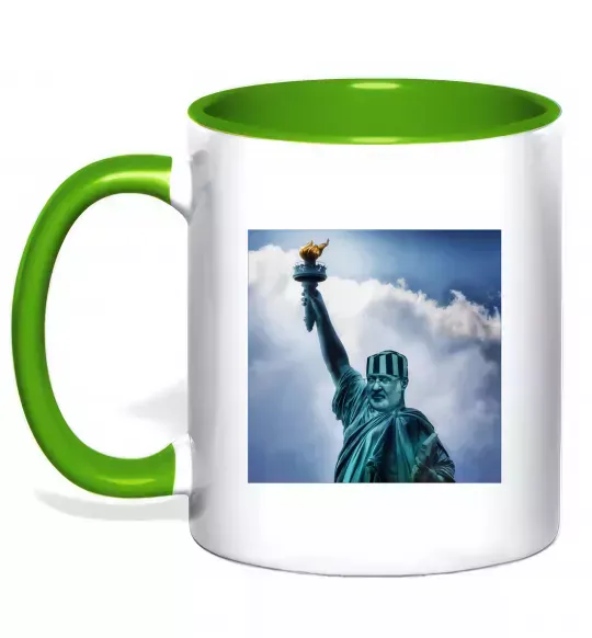 Чашка с цветной ручкой Коломойський статуя Зеленый фото