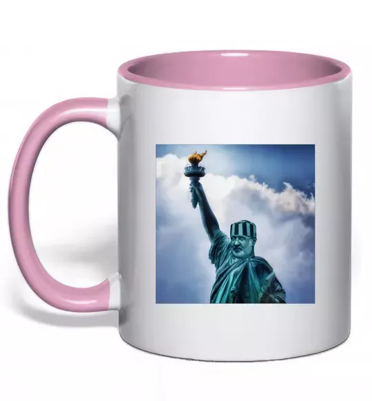 Чашка с цветной ручкой Коломойський статуя Нежно розовый фото